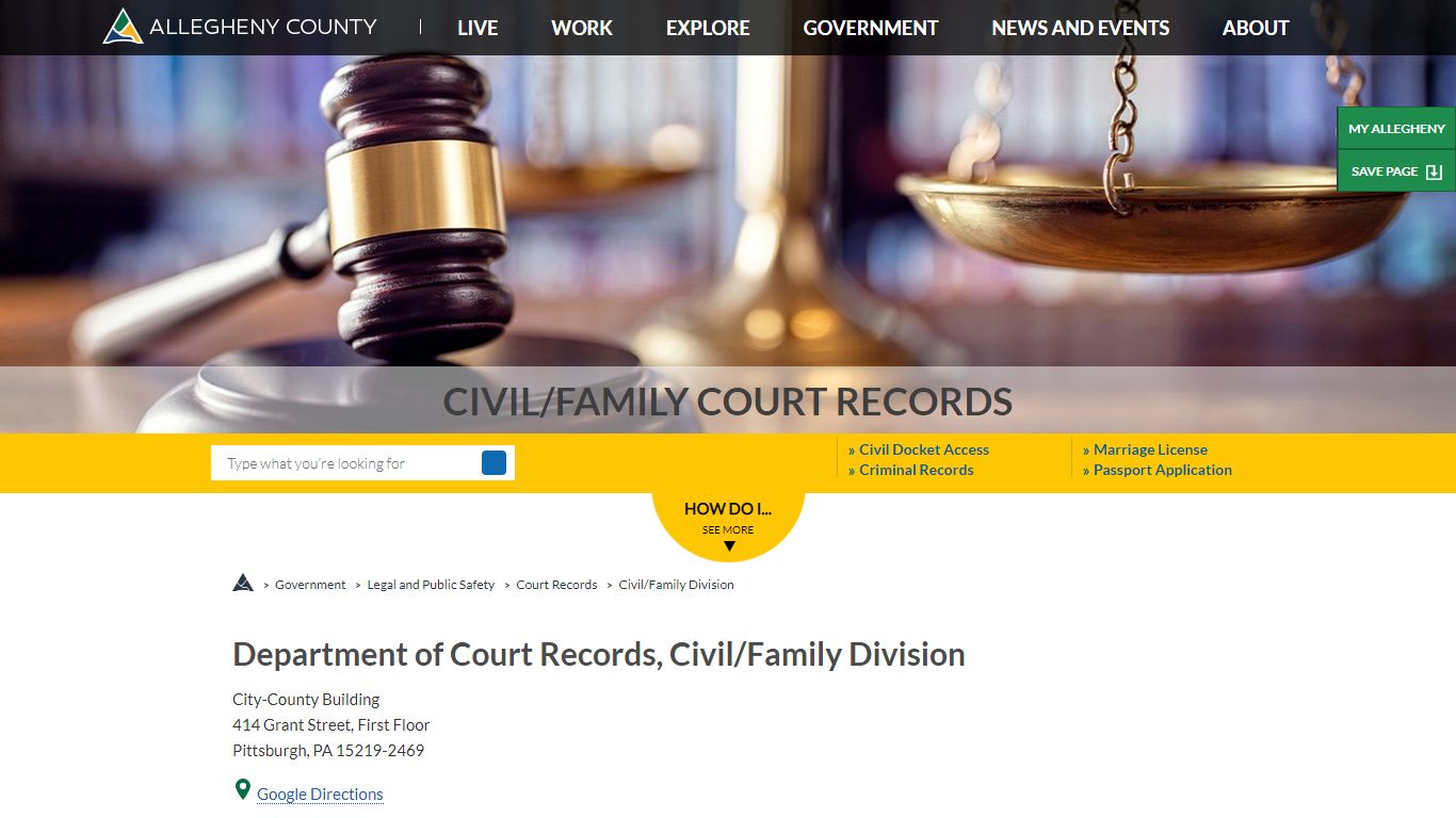 Civil and Family Court Records | Home | Allegheny County